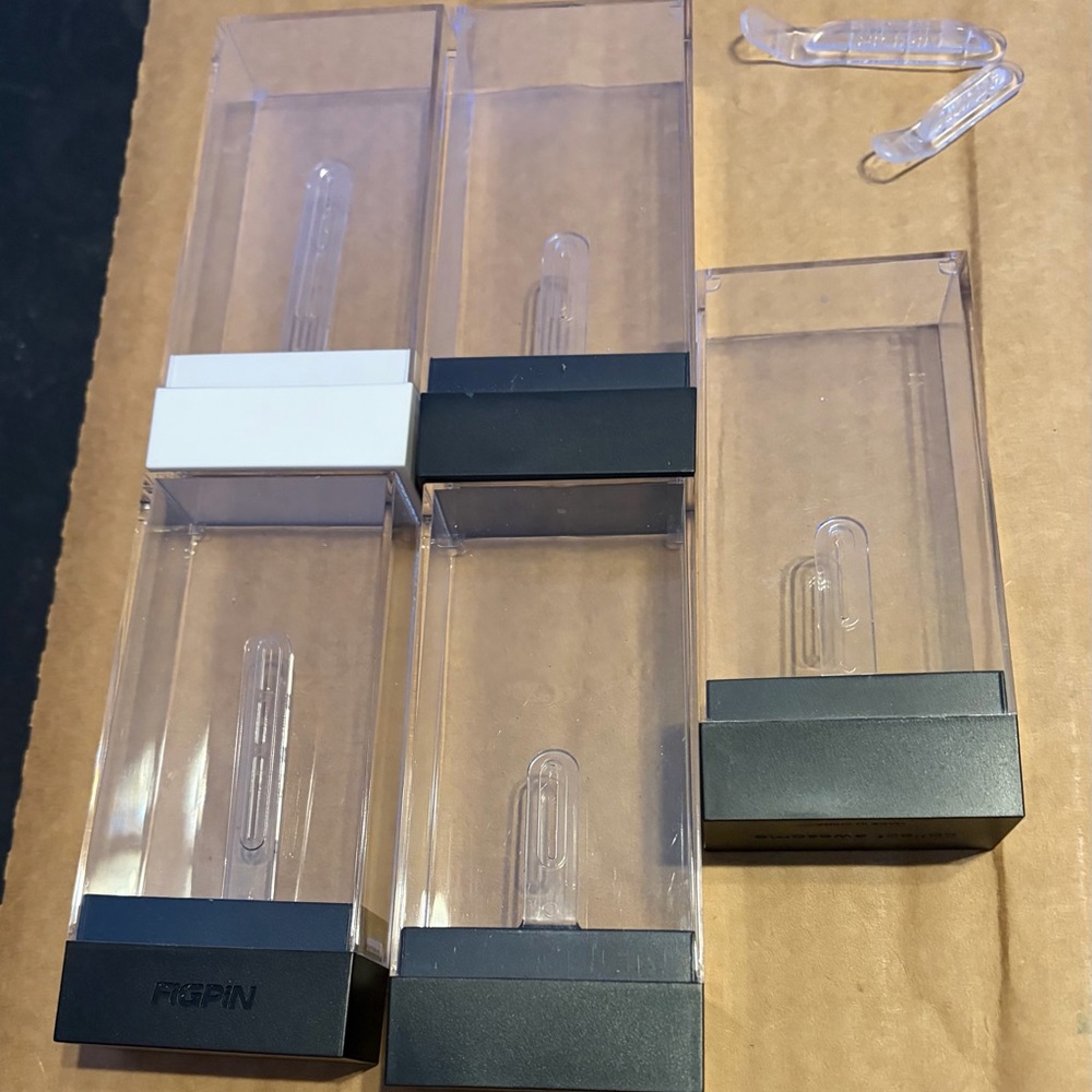 Clear Retail Display Boxes with Black and White Bases - Multipack